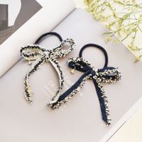 Strass Raw Edge Bowknot Bande De Caoutchouc Élastique À Cheveux Style Coréen Tête Corde Noeud Arc Corde À Cheveux main image 3