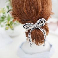 Rhinestones Raw Edge Bowknot Rubber Band Hair Tie Korean Style Head Rope Bow Knot Hair Rope main image 4