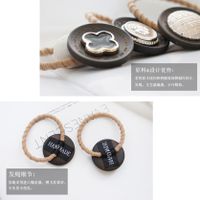 Natural Log Buttons Small Hair Ring Hair Rope Four-leaf Clover Korean Head Rope Rubber Band Hair Ring main image 4