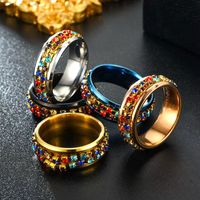 Cross-border New Product Rotatable Ring Titanium Steel Diamond Ring European And American Zircon Ring main image 3