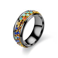 Cross-border New Product Rotatable Ring Titanium Steel Diamond Ring European And American Zircon Ring main image 4