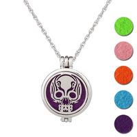 Hot-selling Double-sided Matching Skull Aroma Diffuser Pendant Stainless Steel Necklace main image 1