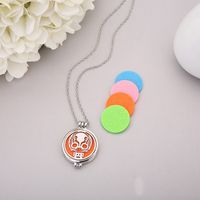 Hot-selling Double-sided Matching Skull Aroma Diffuser Pendant Stainless Steel Necklace main image 4