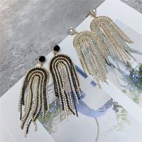 Claw Chain Multi-layer Full Rhinestone Tassel Earrings New Trendy Long Style Baroque Earrings Fairy Style main image 1