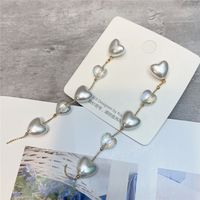 Temperament Love Chain Long Tassel Earrings Transparent Crystal Earrings Metallic Heart-shaped Earrings main image 1
