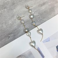 Temperament Love Chain Long Tassel Earrings Transparent Crystal Earrings Metallic Heart-shaped Earrings main image 4