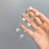Temperament Love Chain Long Tassel Earrings Transparent Crystal Earrings Metallic Heart-shaped Earrings main image 5