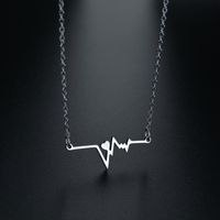 Korean Style Electrocardiogram Stainless Steel Necklace main image 4