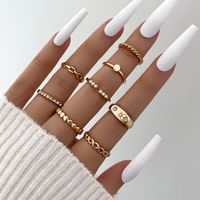 European And American Cross-border Eight-pointed Star Rhinestone-studded Pearl Geometric Joint Ring Eight-piece Set main image 2
