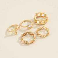 European And American Cross-border Jewelry Fashion English Letters Simple Hollow Geometric Joint Ring Five-piece Set main image 3