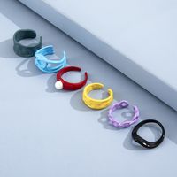 Cross-border New Color Macaron Alloy Spray Paint Geometric Opening Personality Simple Ring Six-piece Set main image 6