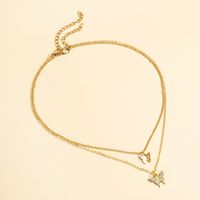Simple New Product Double Butterfly Small Diamond Design Temperament Fashion Necklace Two-piece Clavicle Chain main image 3