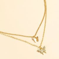Simple New Product Double Butterfly Small Diamond Design Temperament Fashion Necklace Two-piece Clavicle Chain main image 5