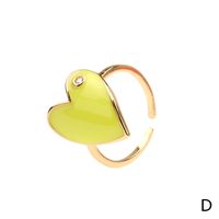 Color Dripping Oil Love Ring European And American Cross-border New Heart-shaped Zircon Copper Ring Fashion Accessories sku image 2