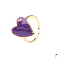 Color Dripping Oil Love Ring European And American Cross-border New Heart-shaped Zircon Copper Ring Fashion Accessories sku image 4