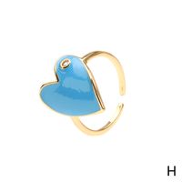 Color Dripping Oil Love Ring European And American Cross-border New Heart-shaped Zircon Copper Ring Fashion Accessories sku image 6