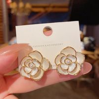South Korea's High-level Sense Of Light Luxury Temperament White Camellia Earrings Simple Atmosphere Retro Earrings sku image 1