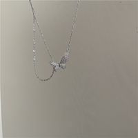 Retro Micro Diamond Butterfly Pendant Stacked Necklace sku image 1