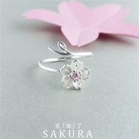 2021 New Pink Diamond Flower Zircon Ring Simple Fashion Personality Open Adjustable Ring sku image 2