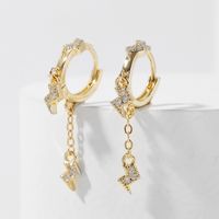 European And American Long Copper Inlaid Zircon Exquisite Lightning Earrings Creative Personality Earrings sku image 1