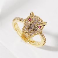 Korean Simple Animal Real Gold Electroplating Leopard Open Ring Creative Exquisite Color Retention Ring Jewelry sku image 1