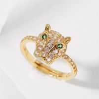 Koreanisches Einfaches Tier Echtes Gold Galvanisieren Leopard Offener Ring Kreativer Exquisiter Farbretentionsringschmuck sku image 2