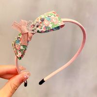 Korean Children's Bowknot Floral Plaid Rhinestone Headband sku image 4