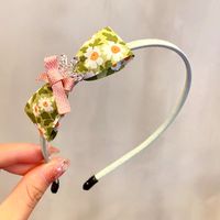 Korean Children's Bowknot Floral Plaid Rhinestone Headband sku image 6