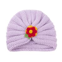 2021 Autumn And Winter Children's Woolen Knitted Hats Cute Little Flowers Warm Caps sku image 4