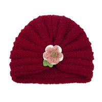 2021 Autumn And Winter Children's Woolen Knitted Hats Cute Little Flowers Warm Caps sku image 7