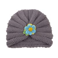 2021 Autumn And Winter Children's Woolen Knitted Hats Cute Little Flowers Warm Caps sku image 13