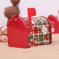 Christmas Decorations Tinplate Mailbox Box Wrought Iron Mailbox Can Children's Gift Cartoon Candy Box sku image 2