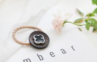 Natural Log Buttons Small Hair Ring Hair Rope Four-leaf Clover Korean Head Rope Rubber Band Hair Ring sku image 2