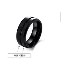 European And American Fashion New Ring Frosted Classic Black Stainless Steel Ring Index Finger Personalized Ring sku image 8