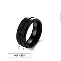 European And American Fashion New Ring Frosted Classic Black Stainless Steel Ring Index Finger Personalized Ring sku image 7