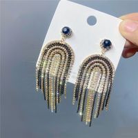Claw Chain Multi-layer Full Rhinestone Tassel Earrings New Trendy Long Style Baroque Earrings Fairy Style sku image 2