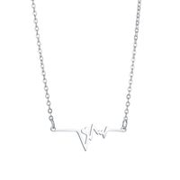 Korean Style Electrocardiogram Stainless Steel Necklace sku image 1