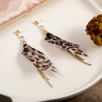 Leopard Gauze Fringed Earrings Niche Design Fashion Hong Kong Style Earrings sku image 1