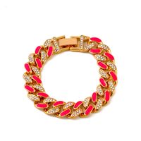 New Two-color Oil Dripping Rhinestones Cuban Bracelet Fashion Brand Thick Chain Anklet sku image 5