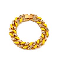 New Two-color Oil Dripping Rhinestones Cuban Bracelet Fashion Brand Thick Chain Anklet sku image 4