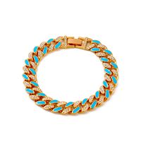 New Two-color Oil Dripping Rhinestones Cuban Bracelet Fashion Brand Thick Chain Anklet sku image 6