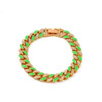 New Two-color Oil Dripping Rhinestones Cuban Bracelet Fashion Brand Thick Chain Anklet sku image 8