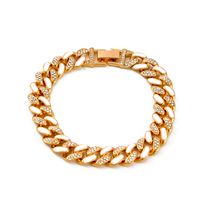 New Two-color Oil Dripping Rhinestones Cuban Bracelet Fashion Brand Thick Chain Anklet sku image 10
