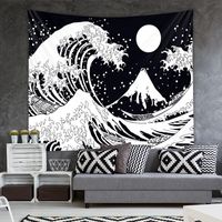 Wall Decoration Black White Lines Black And White Wave Tapestry Wall Decoration Cloth main image 1