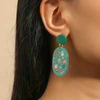 Fashionable Christmas Themed Acrylic Oval Earrings sku image 1