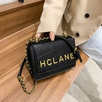 Letters Stone Pattern Chain Shoulder Bag 2021 New Wave Korean Style Fashion Messenger Small Square Bag main image 2
