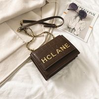 Letters Stone Pattern Chain Shoulder Bag 2021 New Wave Korean Style Fashion Messenger Small Square Bag main image 5