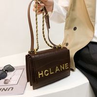 Letters Stone Pattern Chain Shoulder Bag 2021 New Wave Korean Style Fashion Messenger Small Square Bag main image 4