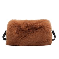 Bag 2021 New Plush Small Square Bag Simple Western Style Autumn And Winter Shoulder Textured Women 's Bag Fashionable Furry Crossbody Bag main image 3