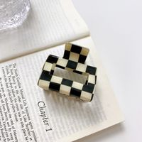 Pvc Material Black And White Checkerboard Square Acrylic Hair Shark Clip sku image 9